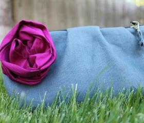 Pleated Zippered Clutch: Choose your own flower color